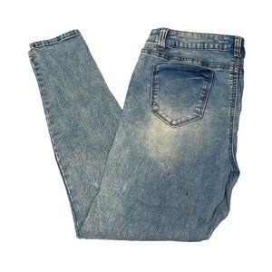 Wax Jean Pants Women 31 US 13 Light Blue Denim Skinny Distressed Acid Stone Wash